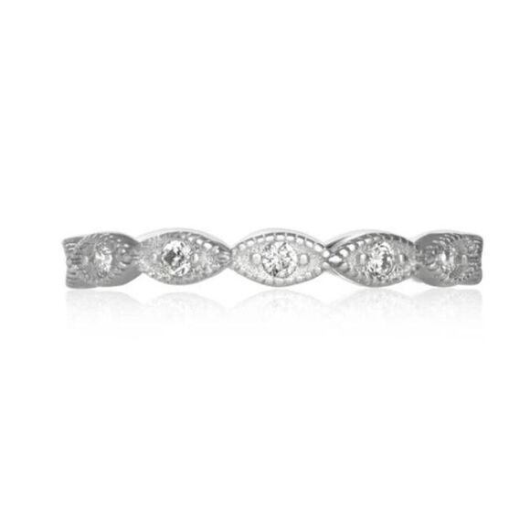 New~Lot of (2) Marquise Milgrain Sim Diamond Eternity Band Rings Sz 8 - Picture 2 of 5